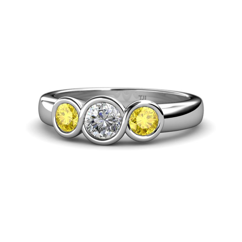 Naava Diamond and Yellow Sapphire Three Stone Engagement Ring 