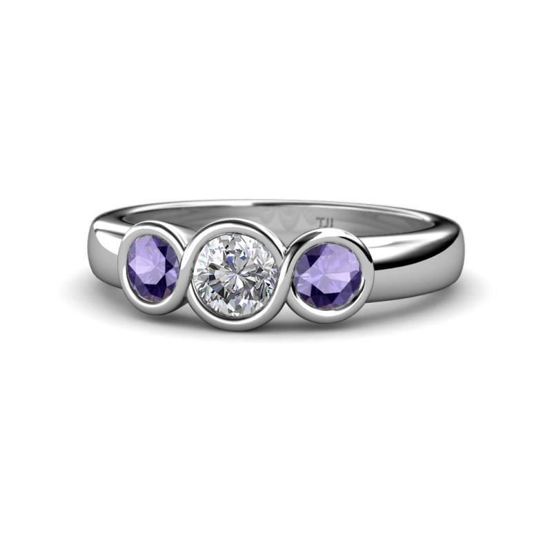 Naava Diamond and Iolite Three Stone Engagement Ring 