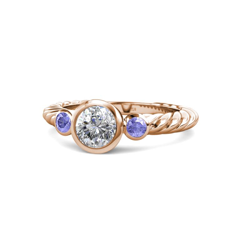Azalea Diamond and Tanzanite Three Stone Engagement Ring 