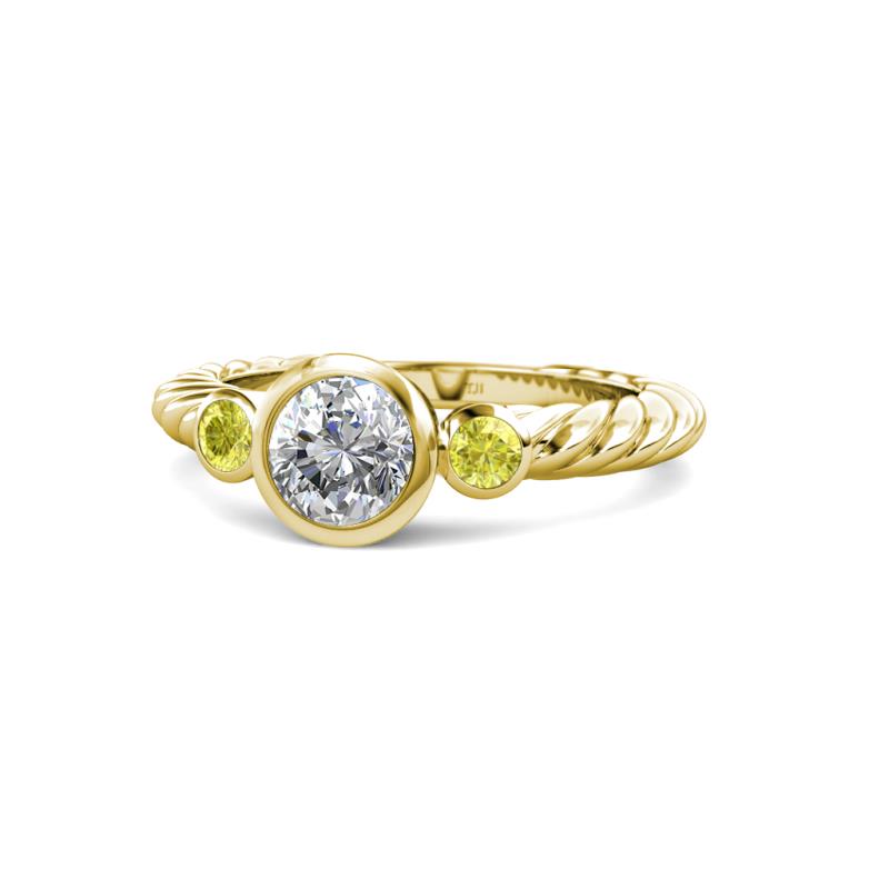 Azalea Yellow and White Diamond Three Stone Engagement Ring 