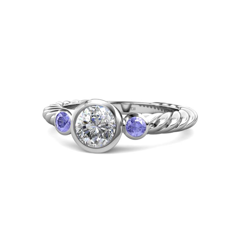 Azalea Diamond and Tanzanite Three Stone Engagement Ring 
