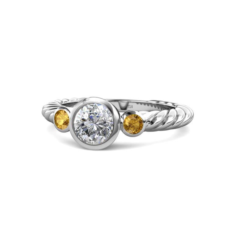 Azalea Diamond and Citrine Three Stone Engagement Ring 