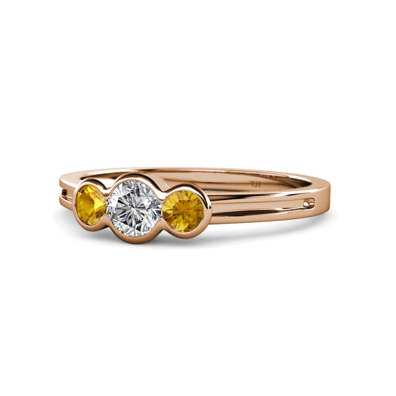 Irina Diamond and Citrine Three Stone Engagement Ring 