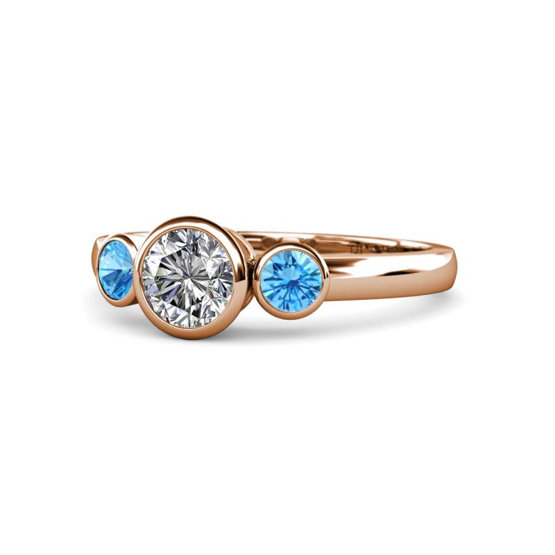 Avrit Diamond and Blue Topaz Three Stone Engagement Ring 