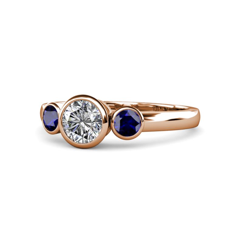 Avrit Diamond and Blue Sapphire Three Stone Engagement Ring 