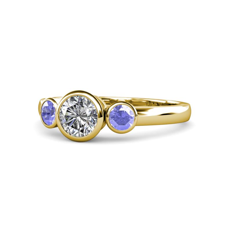 Avrit Diamond and Tanzanite Three Stone Engagement Ring 