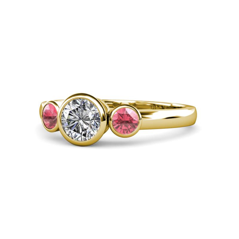 Avrit Diamond and Pink Tourmaline Three Stone Engagement Ring 