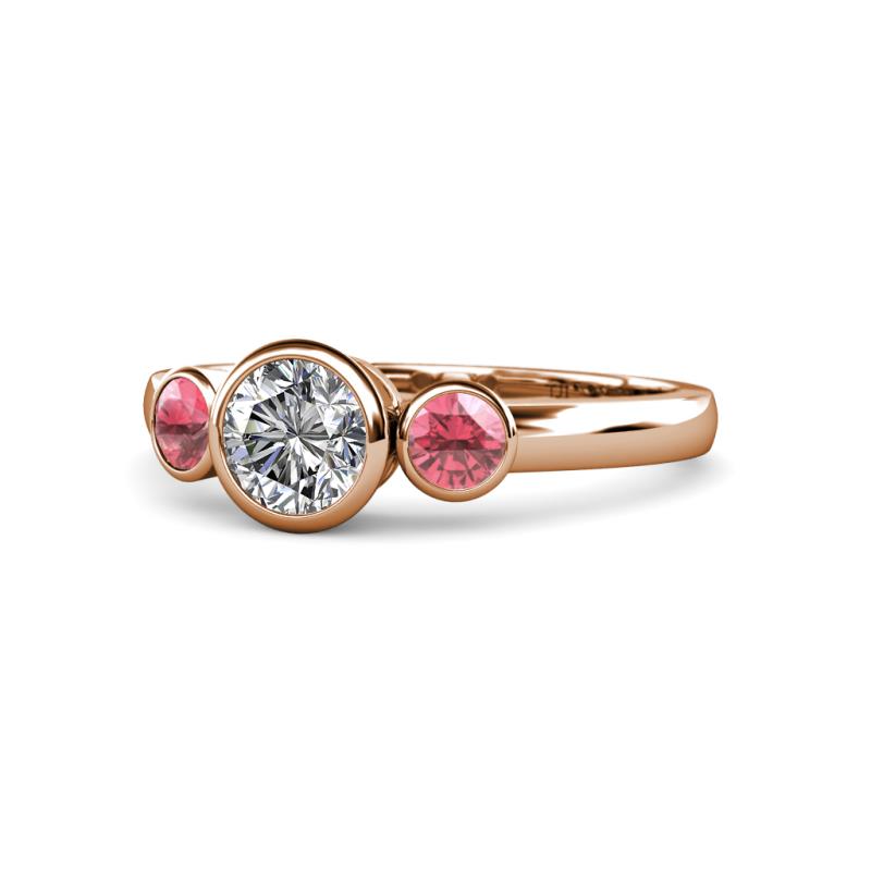 Avrit Diamond and Pink Tourmaline Three Stone Engagement Ring 