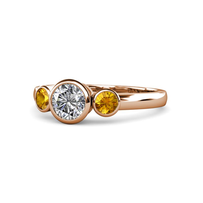 Avrit Diamond and Citrine Three Stone Engagement Ring 