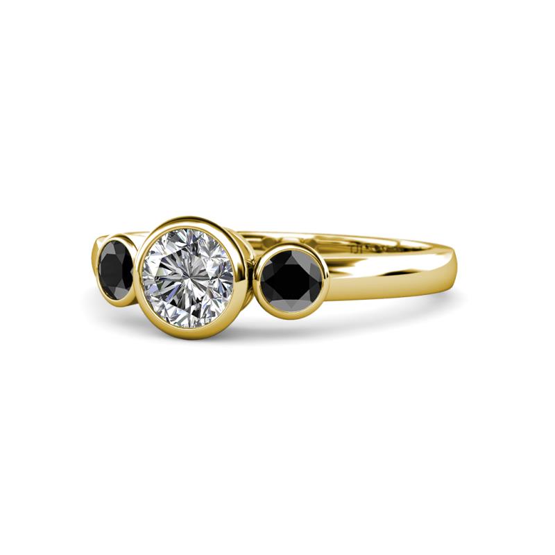 Avrit Black and White Diamond Three Stone Engagement Ring 
