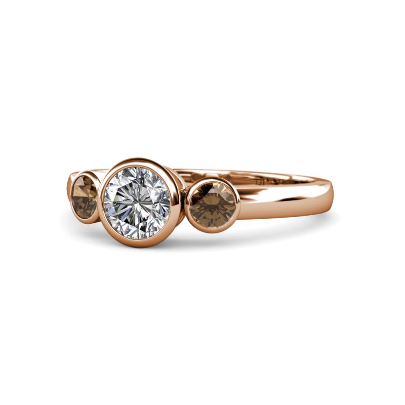 Avrit Diamond and Smoky Quartz Three Stone Engagement Ring 
