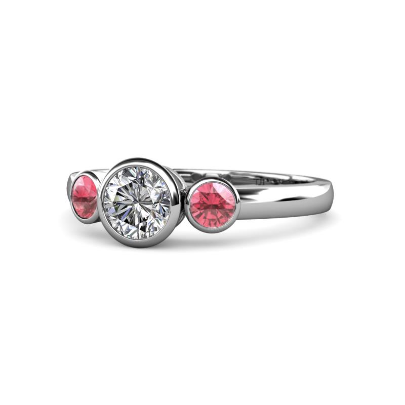 Avrit Diamond and Pink Tourmaline Three Stone Engagement Ring 