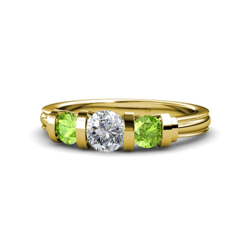 Raea 1.19 ctw Natural Diamond (5.00 mm) With Peridot Three Stone Ring  