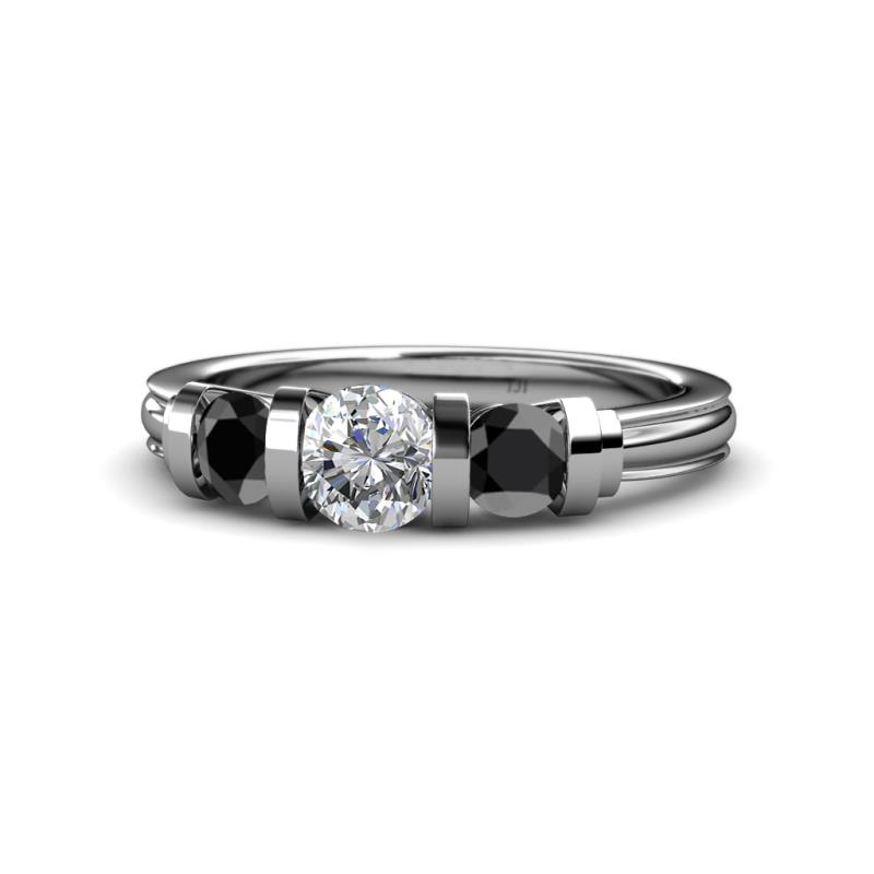 Raea 1.13 ctw Natural Diamond (5.00 mm) With Black Diamond Three Stone Ring  