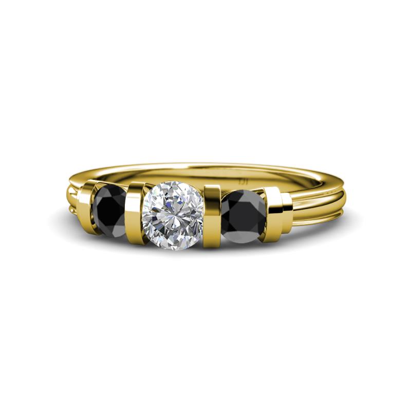 Raea 1.13 ctw Natural Diamond (5.00 mm) With Black Diamond Three Stone Ring  