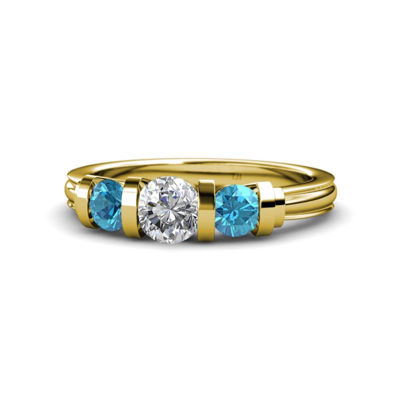 Raea 1.16 ctw Natural Diamond (5.00 mm) With London Blue Topaz Three Stone Ring  