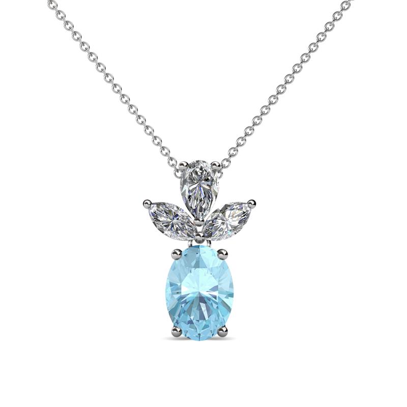 Rayen Aquamarine and Diamond Slider Pendant 