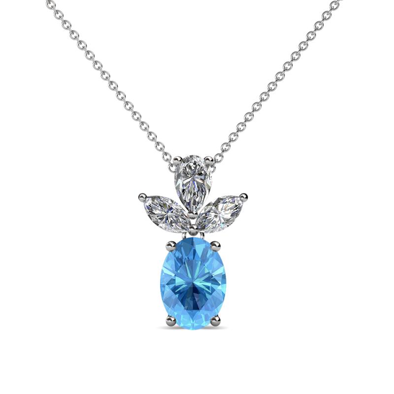 Rayen Blue Topaz and Diamond Slider Pendant 