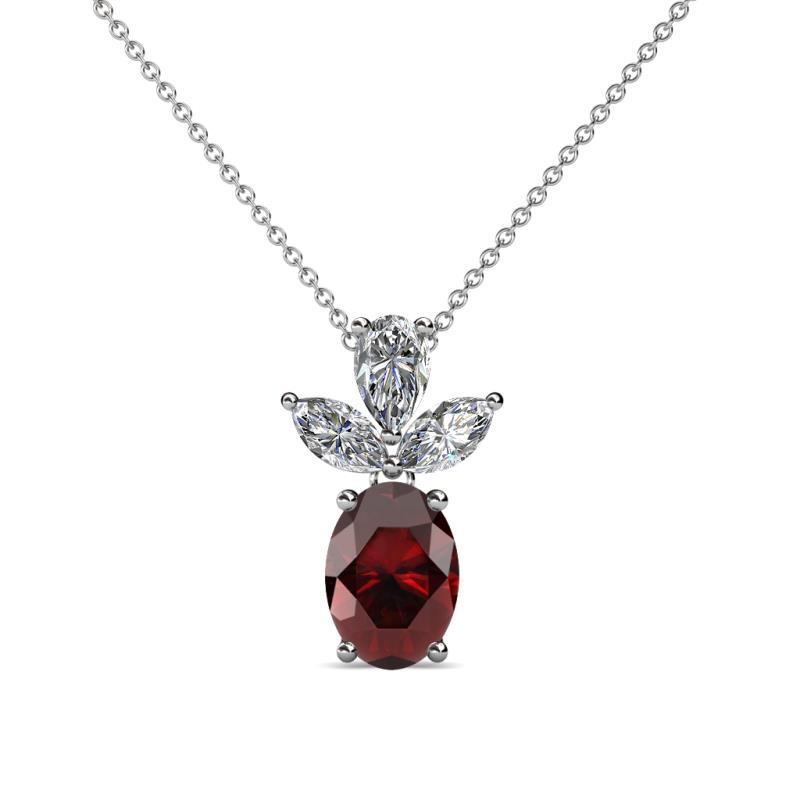 Rayen Red Garnet and Diamond Slider Pendant 