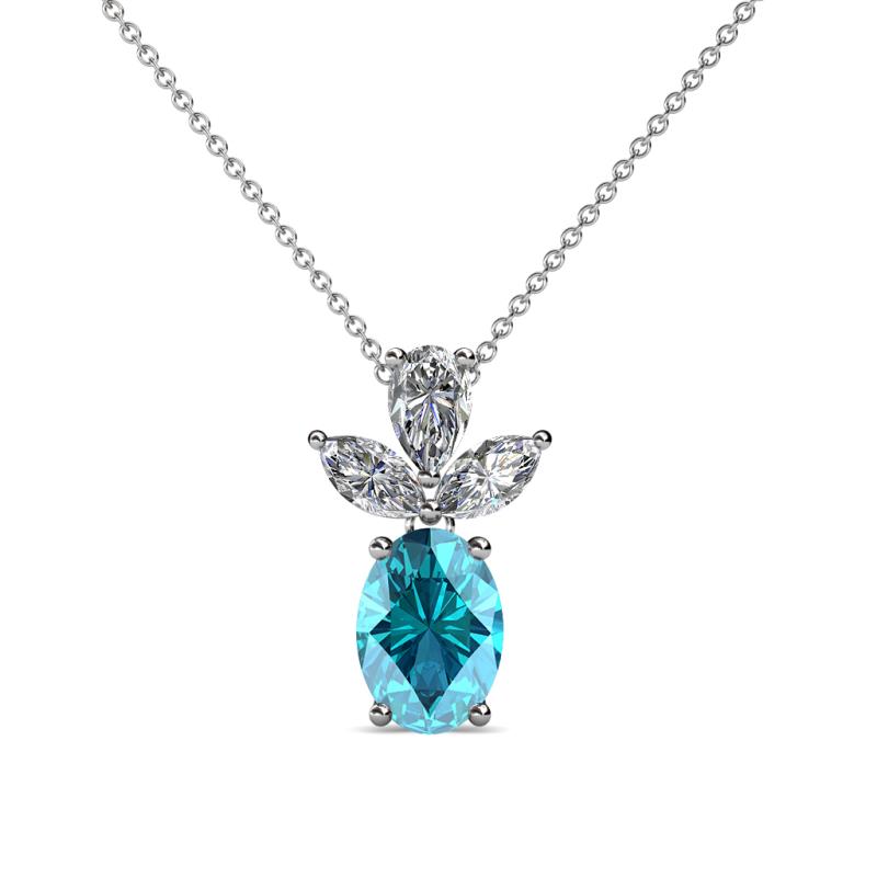 Rayen London Blue Topaz and Diamond Slider Pendant 