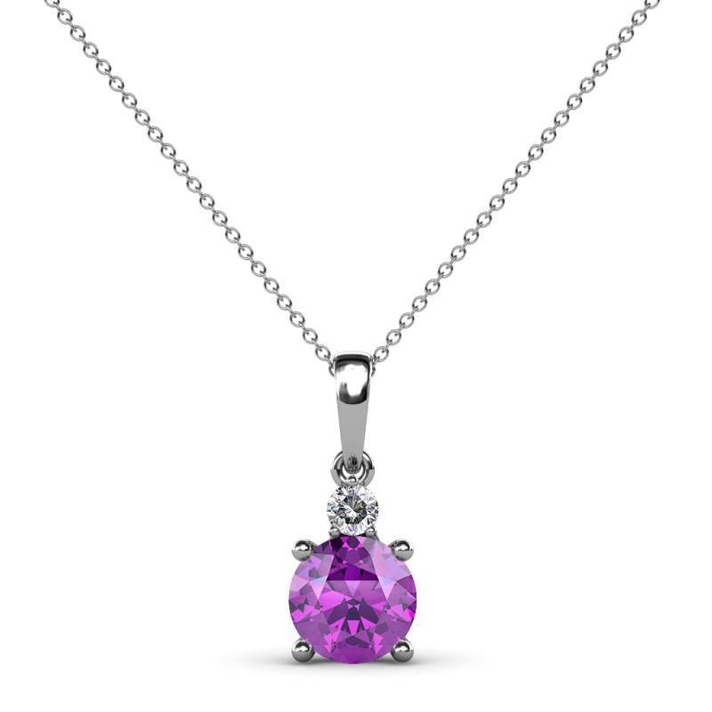 Reyne Amethyst and Diamond Two Stone Pendant 