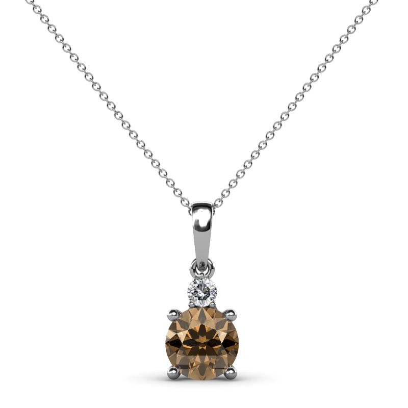 Reyne Smoky Quartz and Diamond Two Stone Pendant 