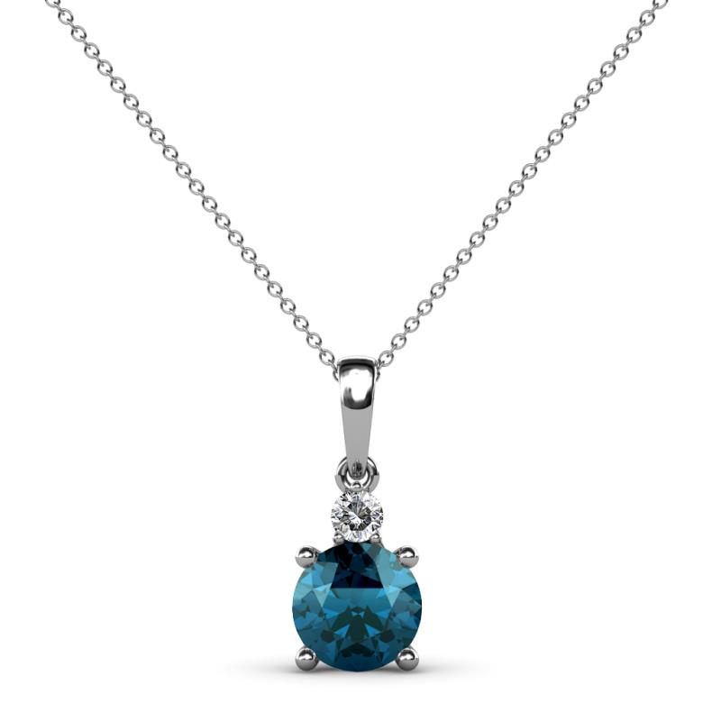 Reyne Blue and White Diamond Two Stone Pendant 