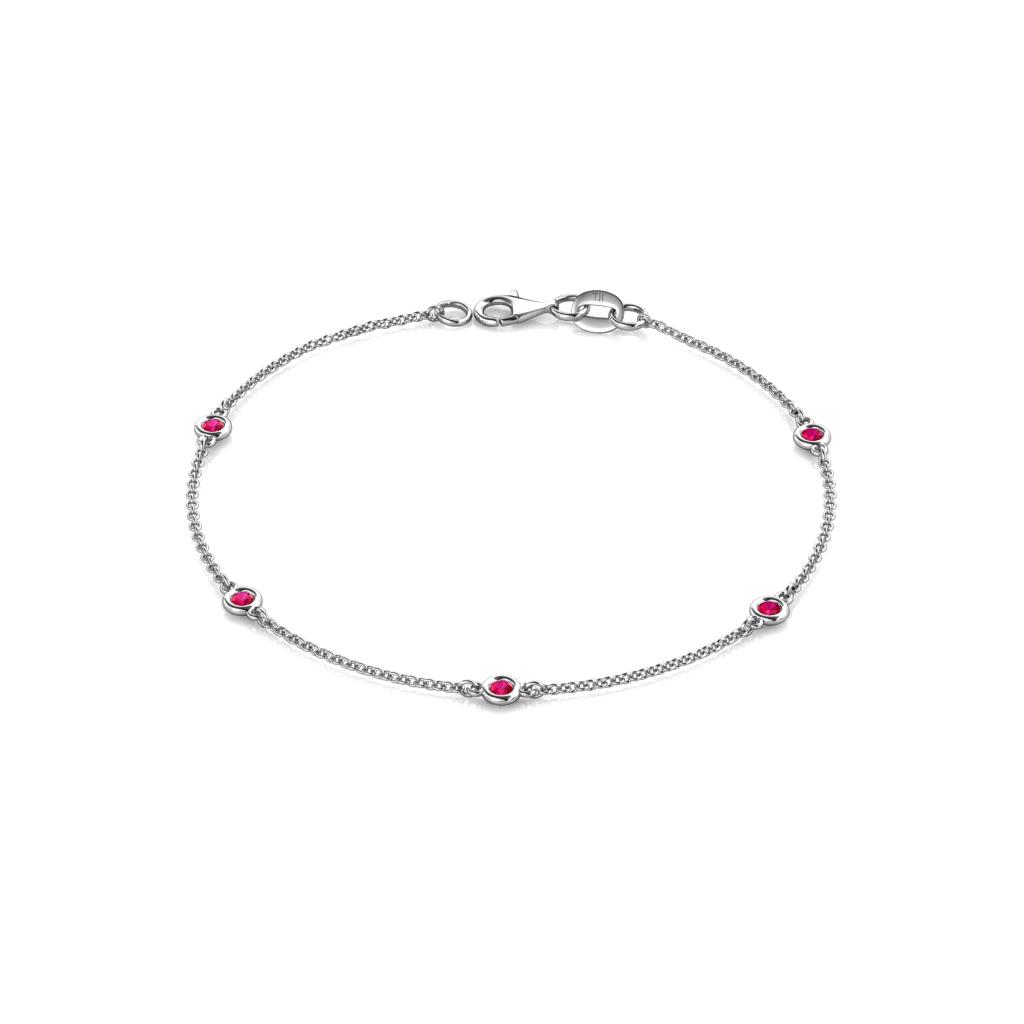 Aizza (5 Stn/2.4mm) Ruby Station Bracelet 