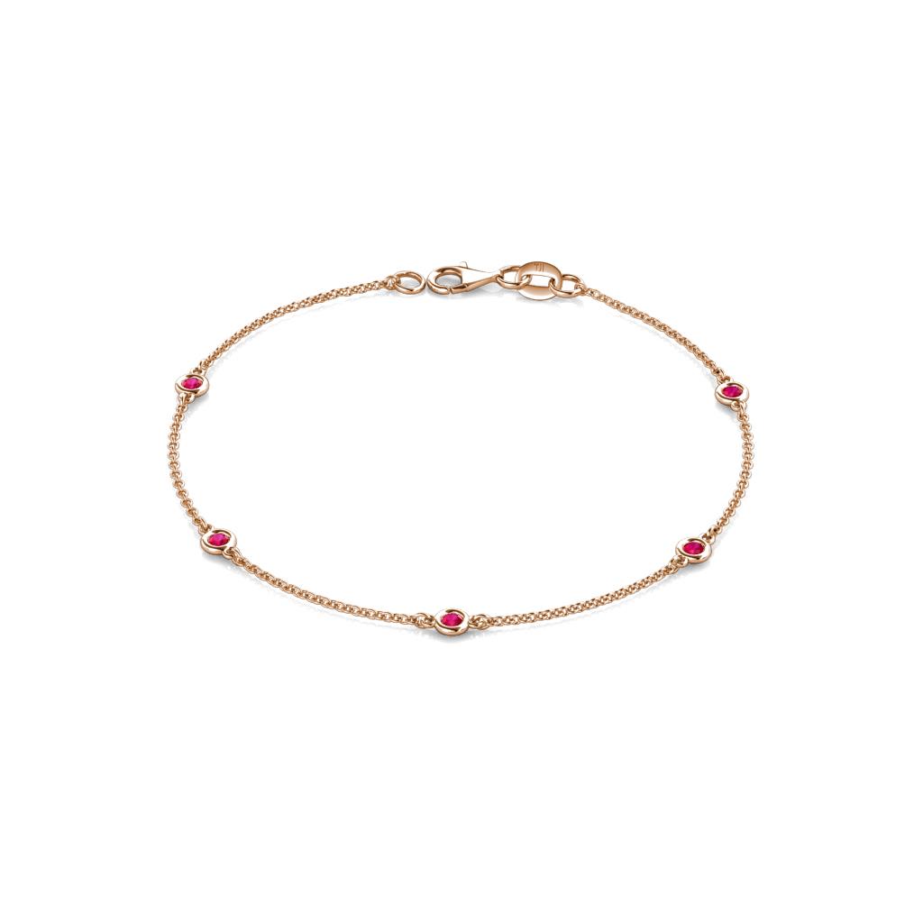 Aizza (5 Stn/2.4mm) Ruby Station Bracelet 