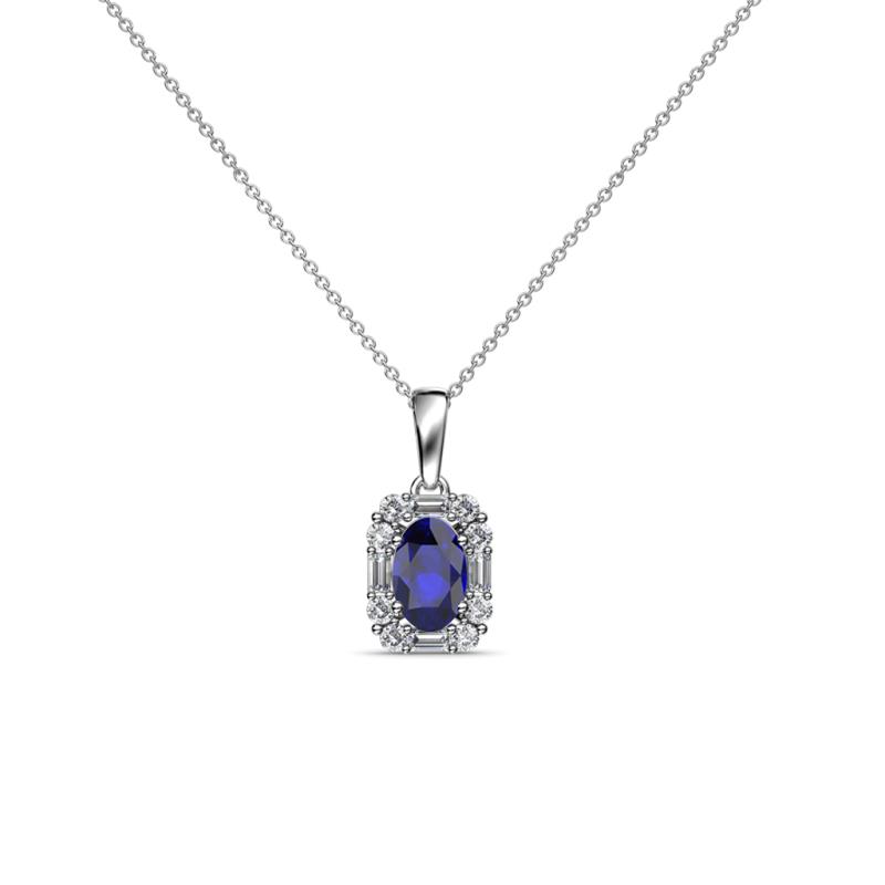 Edlyn Blue Sapphire and Diamond Halo Pendant 