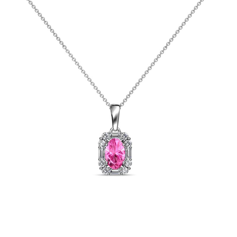 Edlyn Pink Sapphire and Diamond Halo Pendant 