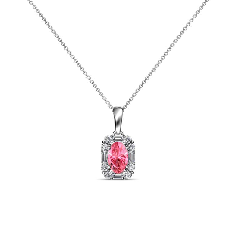 Edlyn Pink Tourmaline and Diamond Halo Pendant 