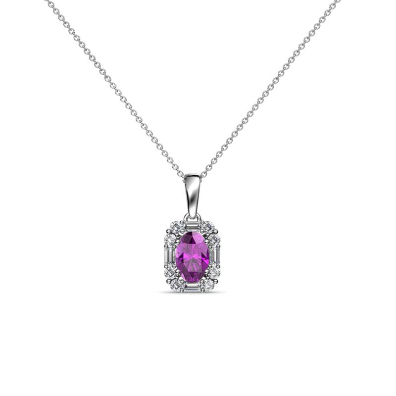 Edlyn Amethyst and Diamond Halo Pendant 