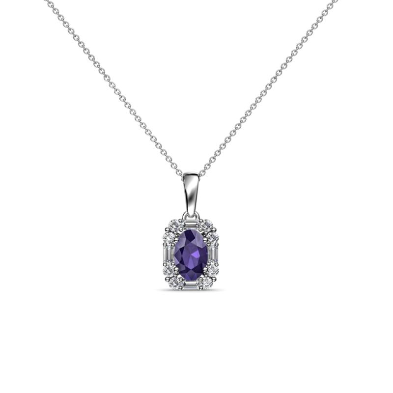 Edlyn Iolite and Diamond Halo Pendant 