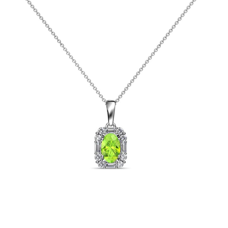 Edlyn Peridot and Diamond Halo Pendant 