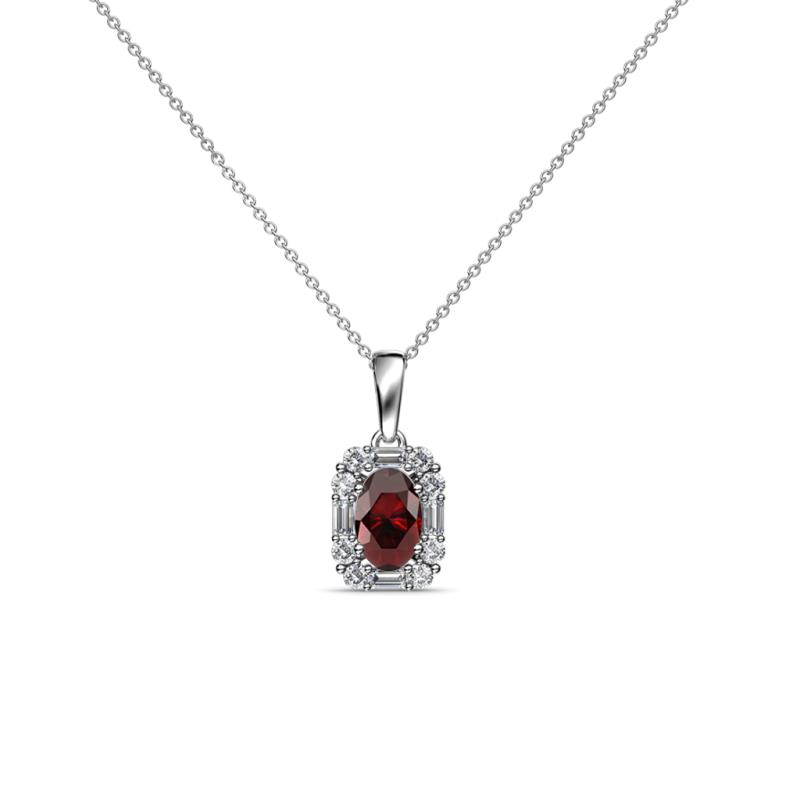 Edlyn Red Garnet and Diamond Halo Pendant 