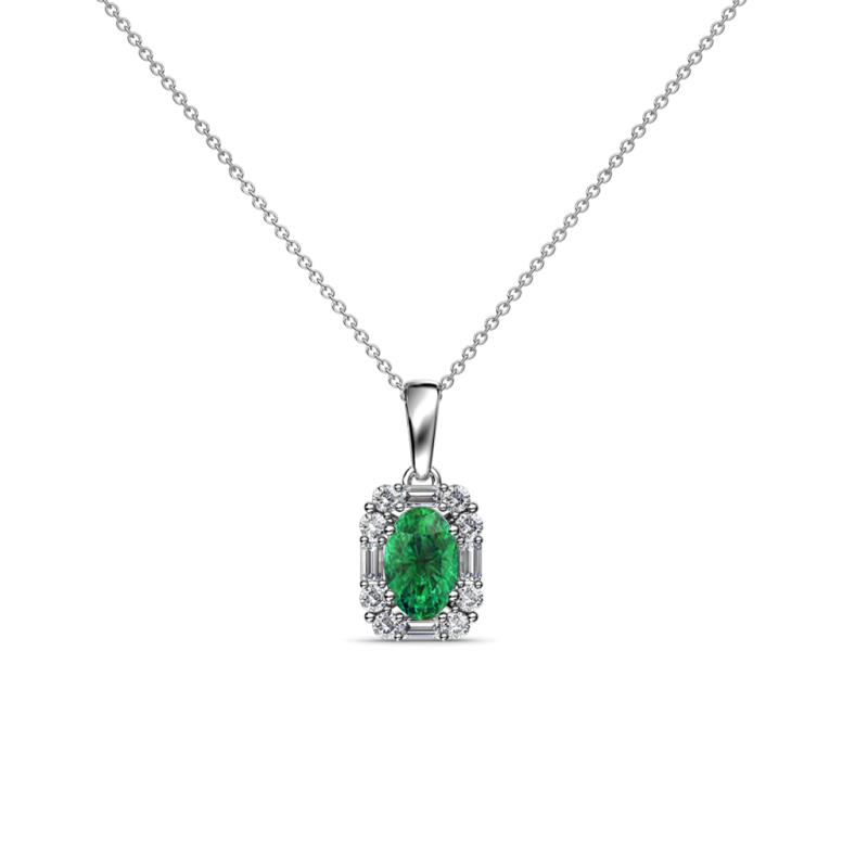 Edlyn Emerald and Diamond Halo Pendant 