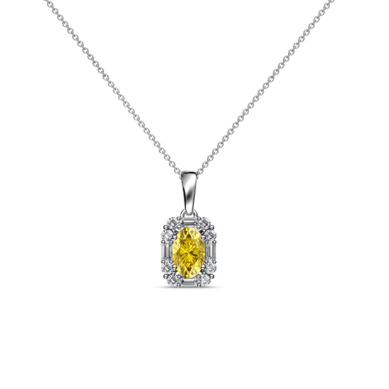 Edlyn Yellow Sapphire and Diamond Halo Pendant 
