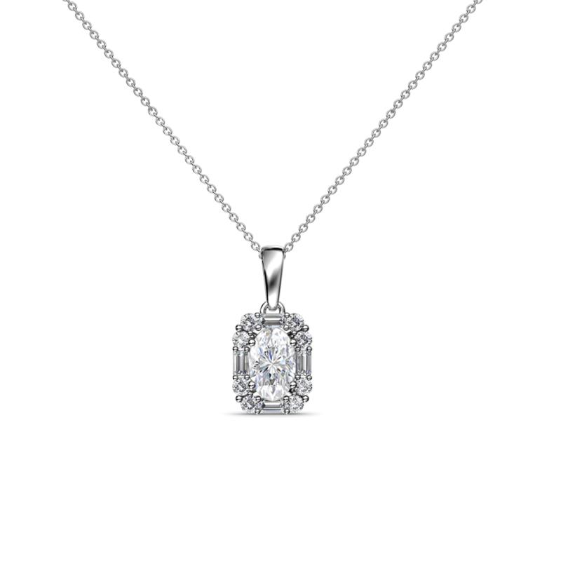 Edlyn White Sapphire and Diamond Halo Pendant 