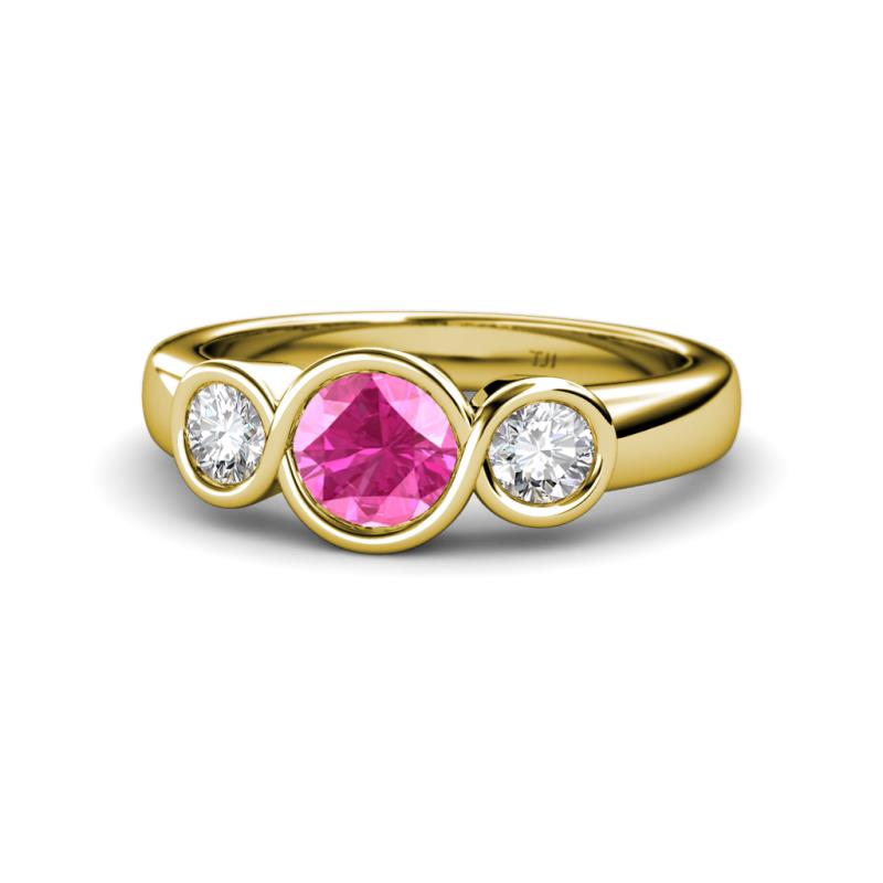 Naava Pink Sapphire and Diamond Three Stone Engagement Ring 