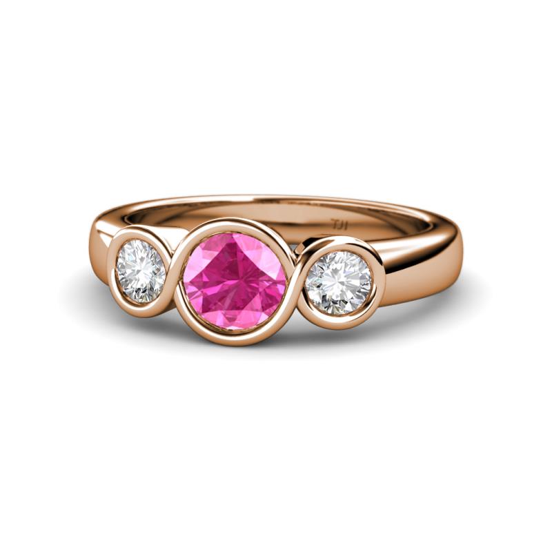 Naava Pink Sapphire and Diamond Three Stone Engagement Ring 