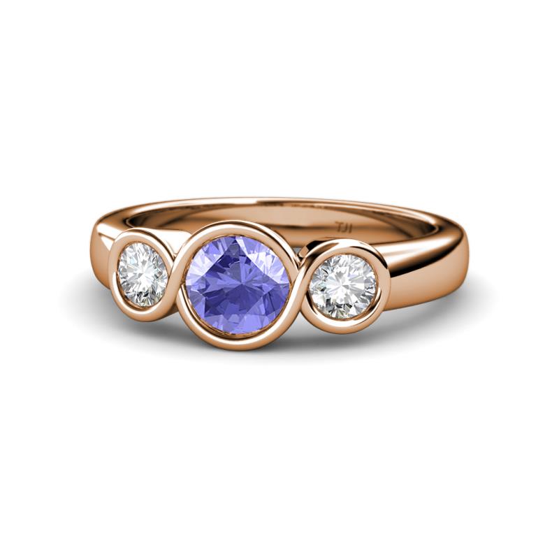 Naava Tanzanite and Diamond Three Stone Engagement Ring 