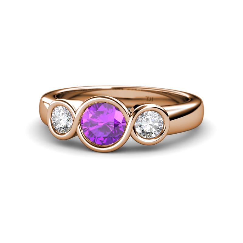 Naava Amethyst and Diamond Three Stone Engagement Ring 