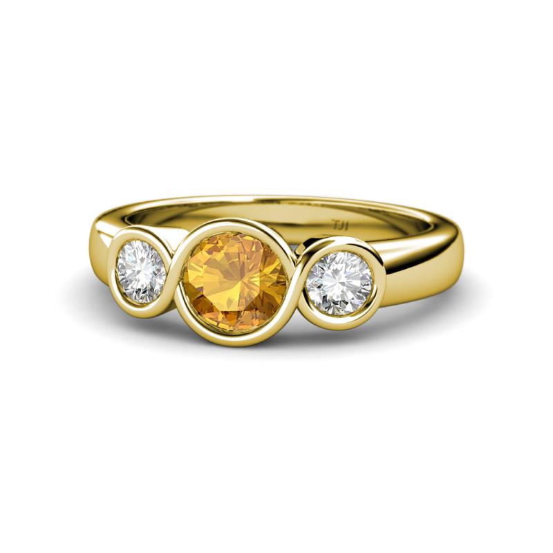 Naava Citrine and Diamond Three Stone Engagement Ring 