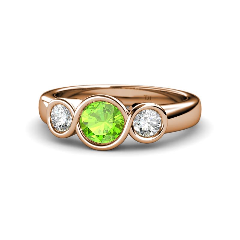 Naava Peridot and Diamond Three Stone Engagement Ring 