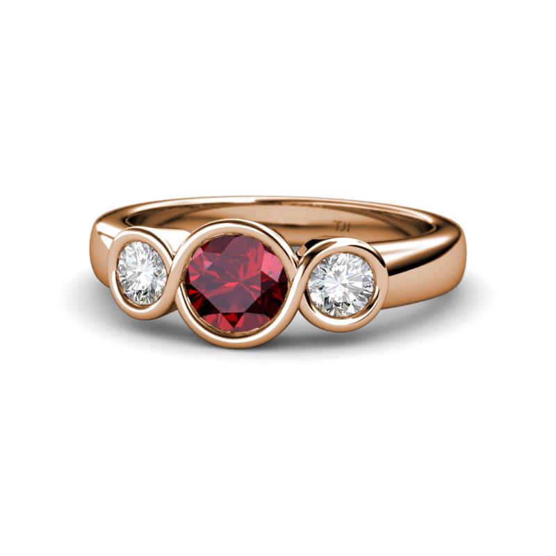 Naava Ruby and Diamond Three Stone Engagement Ring 