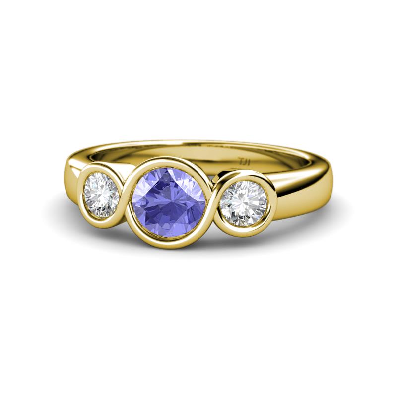 Naava Tanzanite and Diamond Three Stone Engagement Ring 