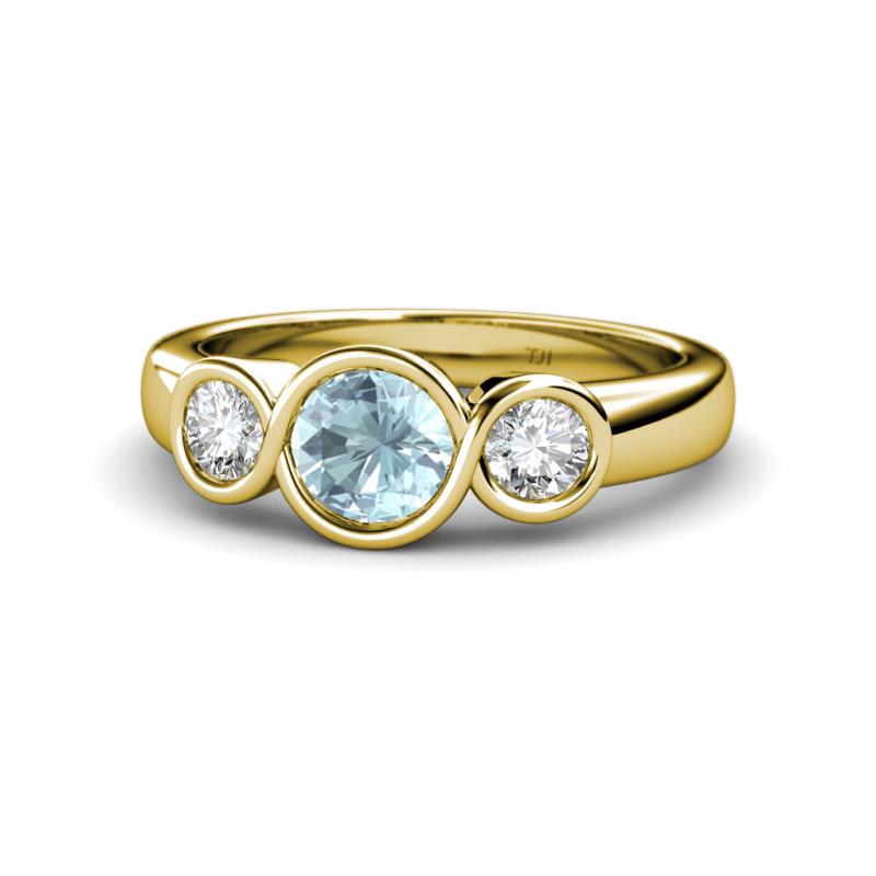 Naava Aquamarine and Diamond Three Stone Engagement Ring 