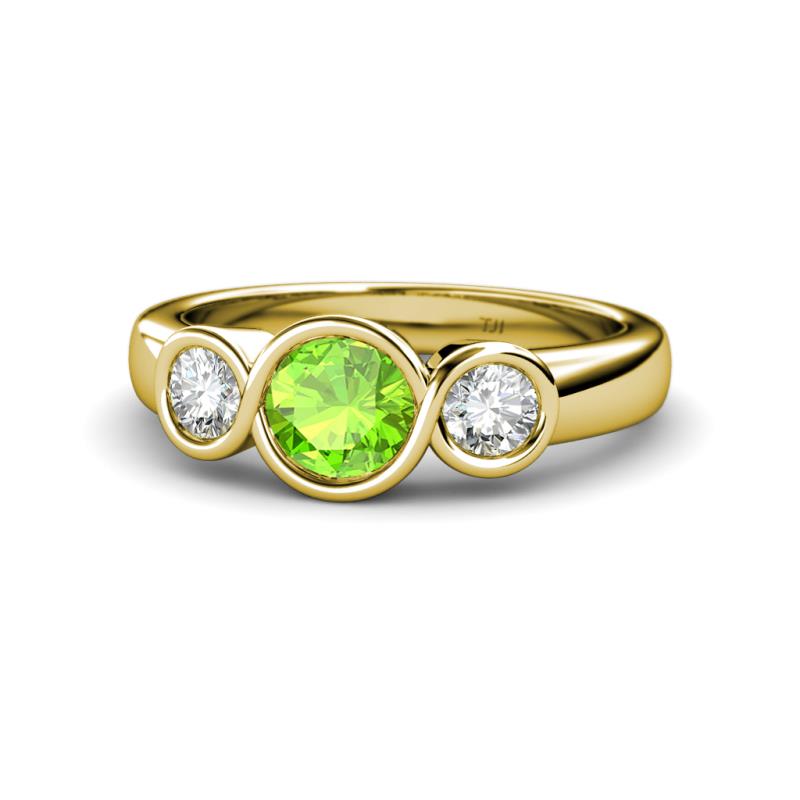 Naava Peridot and Diamond Three Stone Engagement Ring 