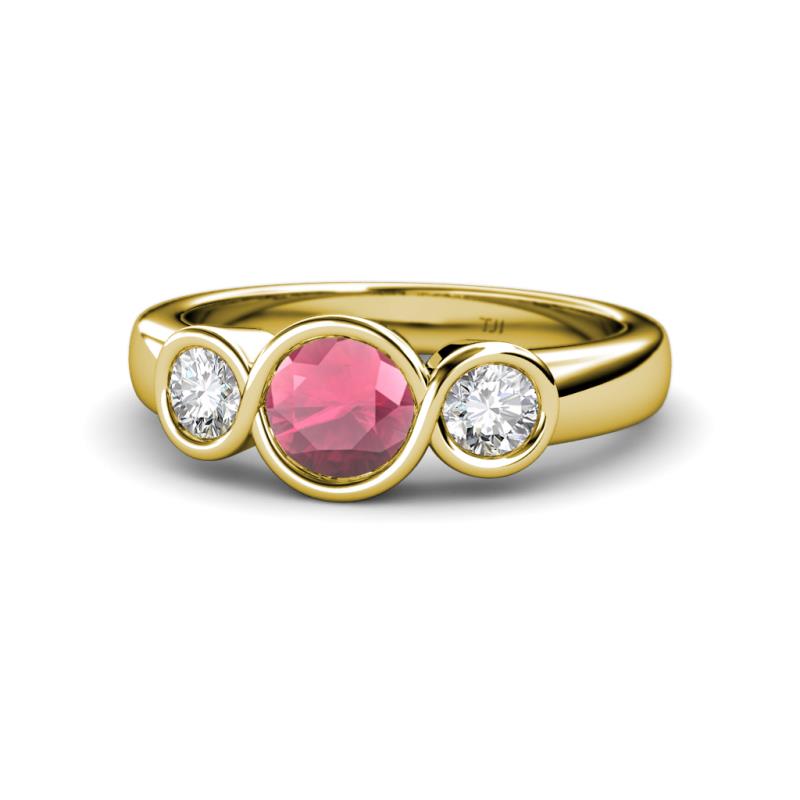 Naava Rhodolite Garnet and Diamond Three Stone Engagement Ring 